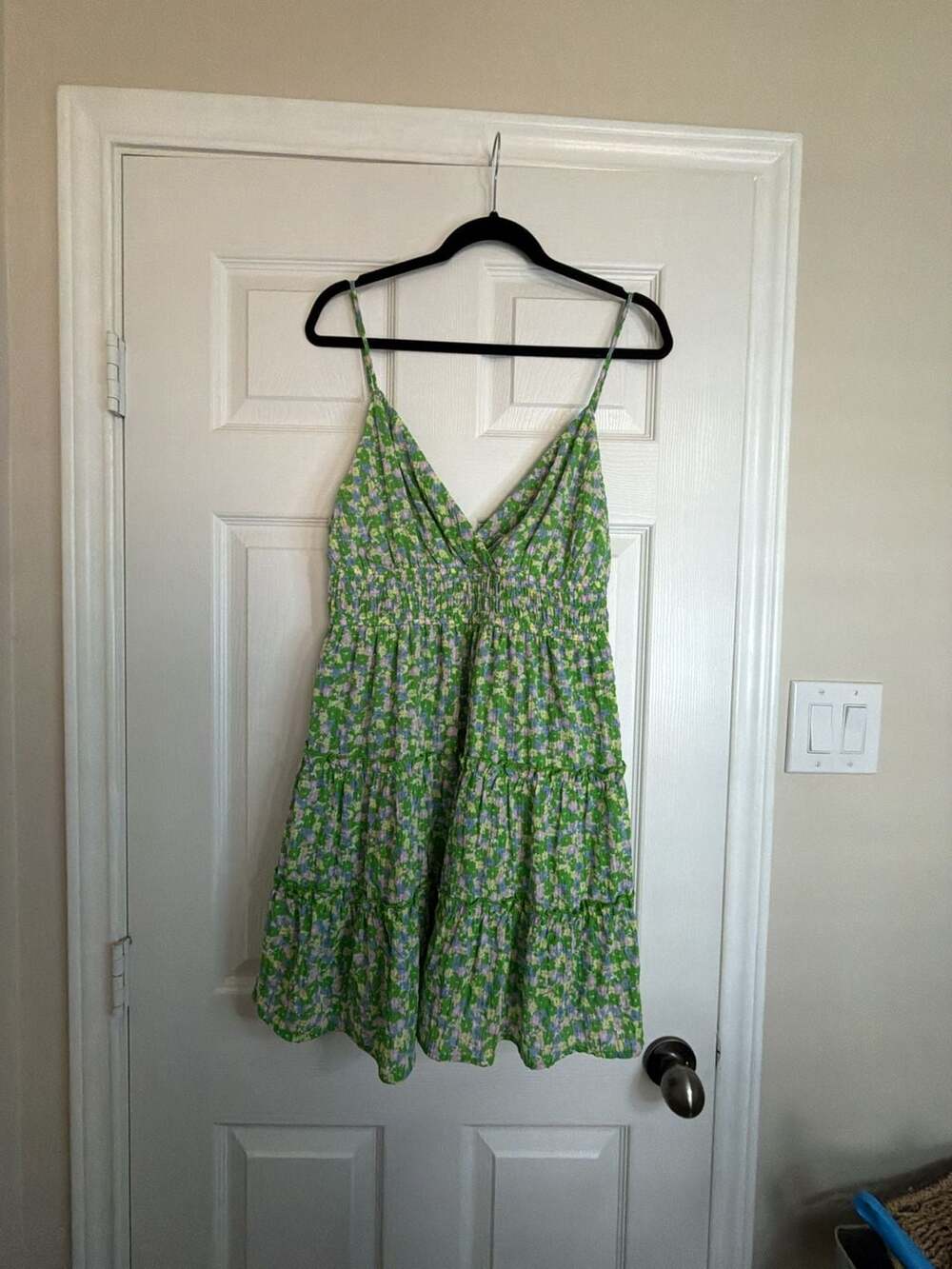 Speechless Green Floral Tiered Mini Dress Size XL